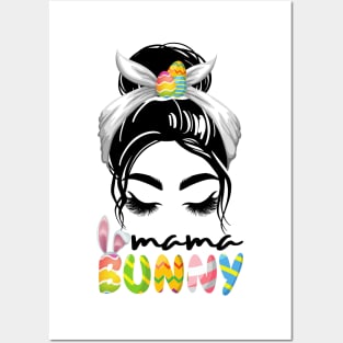 Mama Bunny Messy Bun Happy Easter Posters and Art